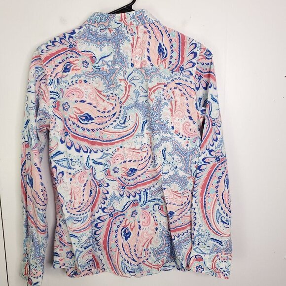Talbots Shirt Womens 8 Colorful Paisley Button Down Non Iron Long Sleeve Cotton - Picture 8 of 8